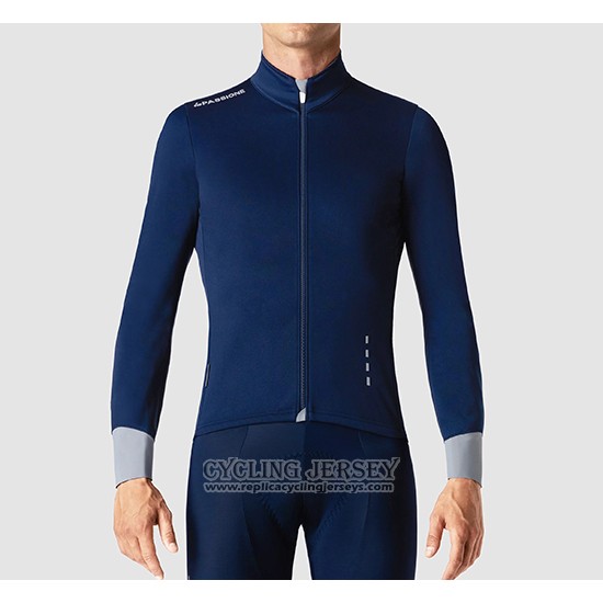 2019 Cycling Jersey La Passione Blue Gray Long Sleeve And Bib Tight